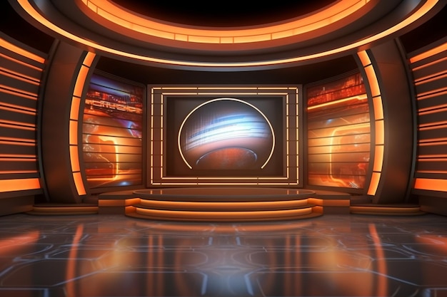 3D Virtual TV Studio Tło wiadomości dla programów telewizyjnych TV na ścianie
