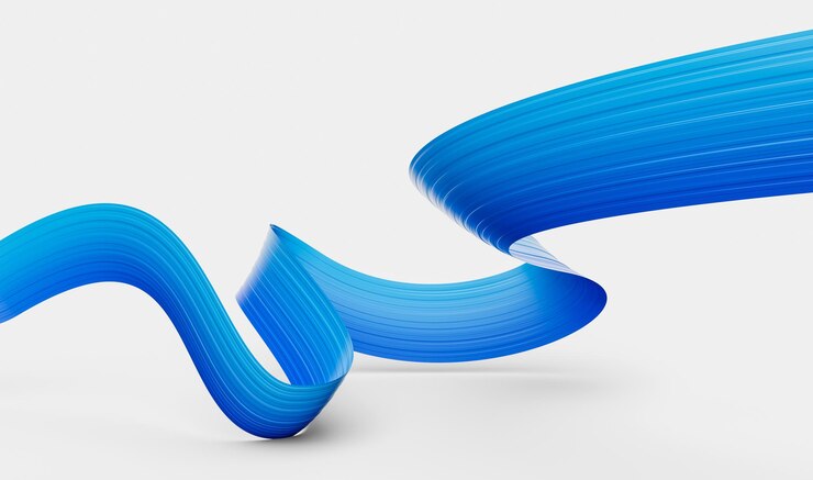 Zdjęcie 3d wavy blue flag 3d waving abstract ribbon flag isolated on white background 3d ilustracja