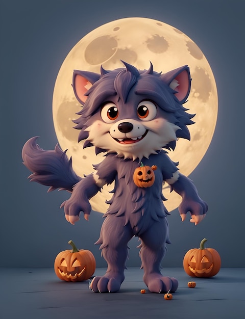 3D wilkołak postać Halloween ilustracja