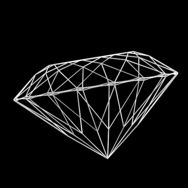 Zdjęcie 3d wireframe zarys wielokątny kształt diamentu