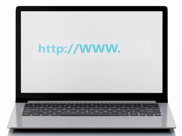 3d wyszukiwanie w Internecie na laptopie. Koncepcja Internetu