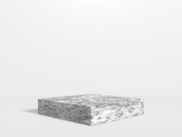 3D wytopione podium granitu na białym tle. Makieta kamienia.