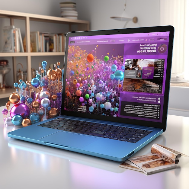 3D za ikoną marketingu laptopa dookoła