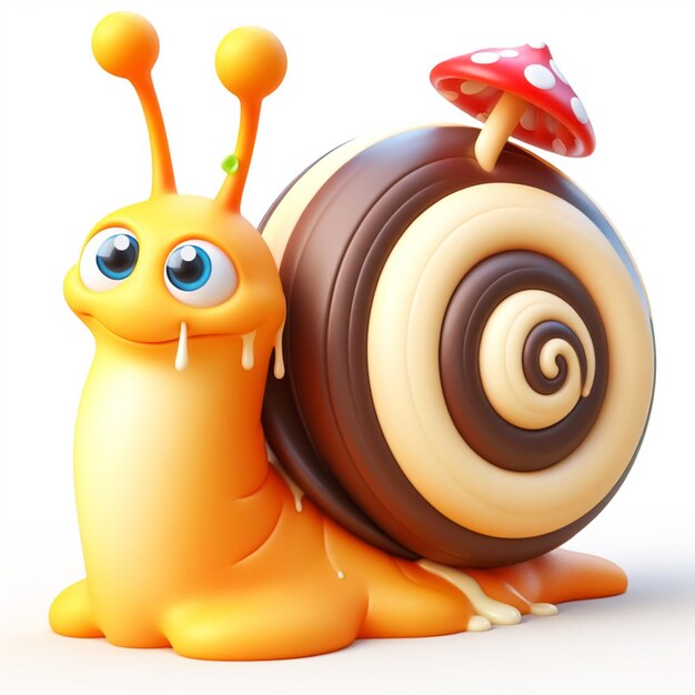 Zdjęcie 3d zabawne kreskówki ślimaków dzikie zwierzęta dla dzieci ilustracje generowane przez ai