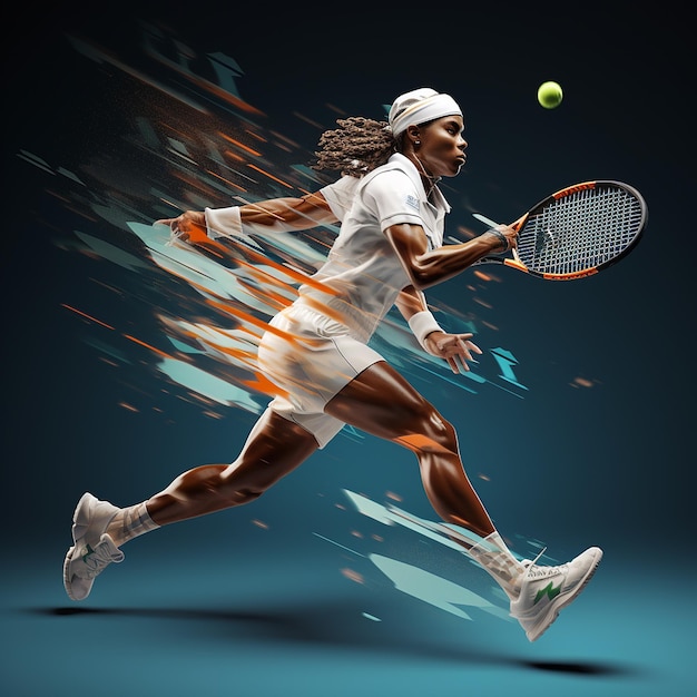 3D zdjęcie cyfrowej sztuki tenisisty wykonane za pomocą sztucznej inteligencji generatywnej