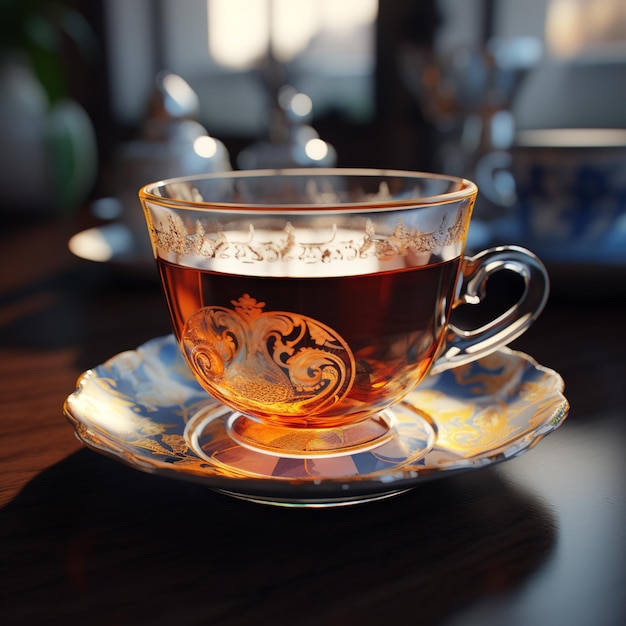 3d zdjęcie filiżanki herbaty fotorealistyczne