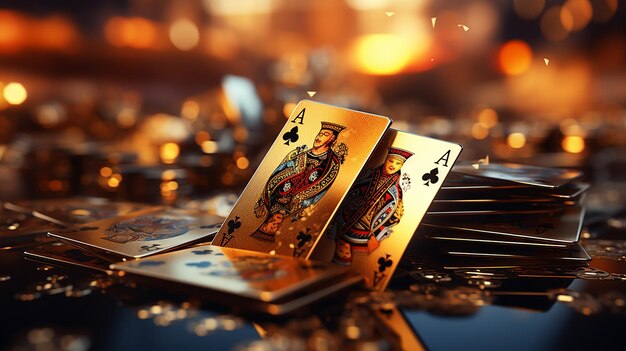 3D zdjęcie gry w pokera z czterema asami na tapecie stołowym