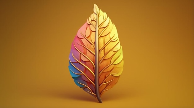 3d zdjęcie liścia kolorowy projekt