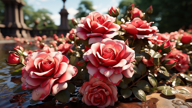 3D zdjęcie pięknych kwiatów i dekoracji pałacu