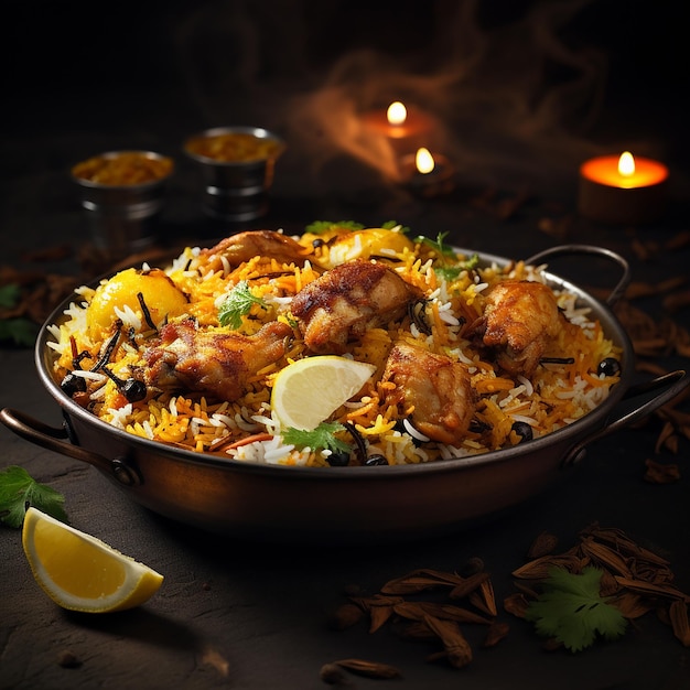 3d zdjęcie pysznego gorącego i pikantnego biryani wykonanego za pomocą generatywnego ai