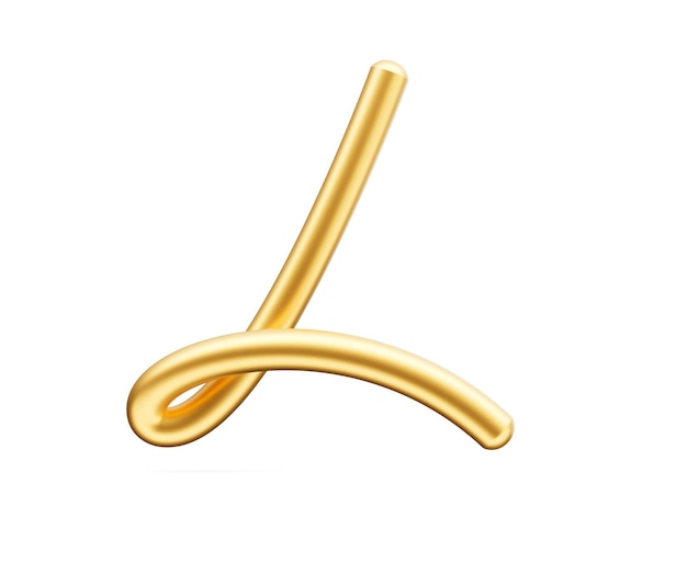 3d Złote błyszczące wielkie litery L alfabet L zaokrąglone nadmuchiwane czcionki białe tło 3d ilustracja