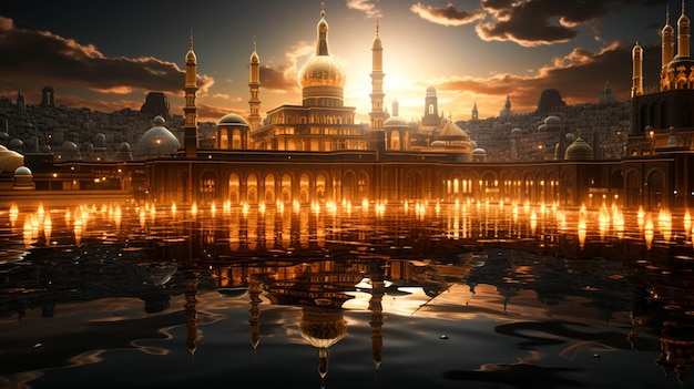 3D złoty Kaaba EidalAdha