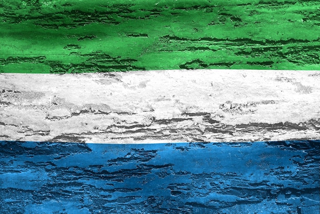 3DIlustracja przedstawiająca realistyczną flagę machającą flagą Sierra Leone