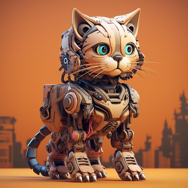 Zdjęcie 3drendered robotyczny kot matachin jak postać