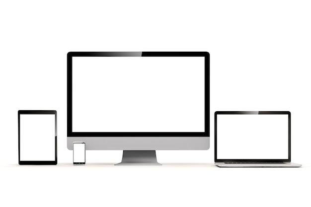 3dset tabletu laptopa i telefonu na białym tle