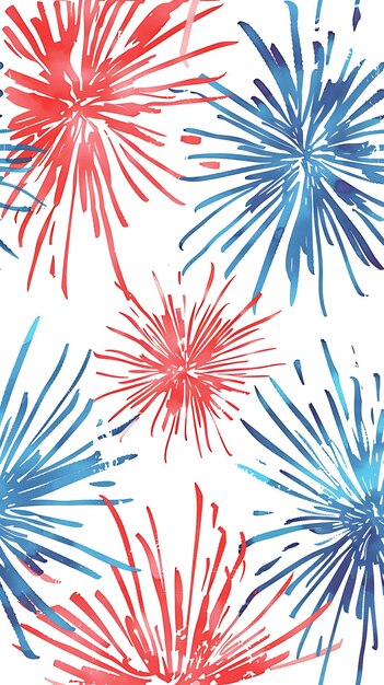 Zdjęcie 4 lipca patriotic pattern red white blue fireworks usa bezszwowy wzór z fajerwerkami