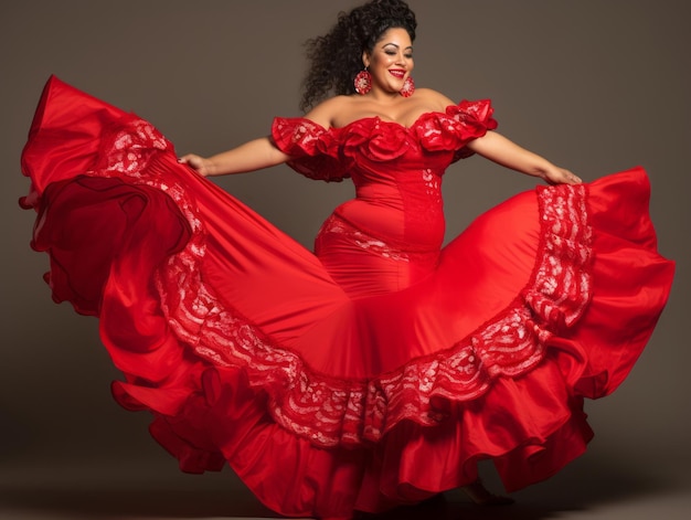 40-letnia Meksykanka w zabawnej pozie na jednolitym tle