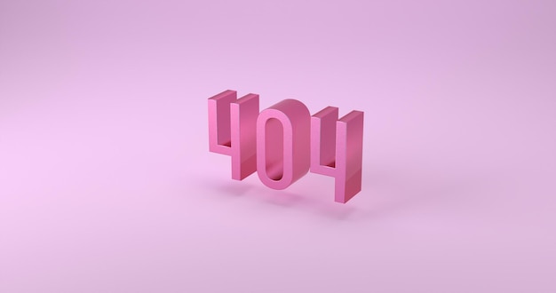 404 Błąd 3d różowy komunikat, pływający napis na różowym tle. Błyszczący materiał Grafika tła Ilustracja 3D, obraz cyfrowy z miejscem na kopię