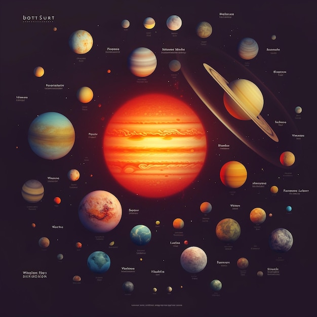 Zdjęcie 4k foto realistyczna ilustracja graficzna naszego układu słonecznego w kosmosie