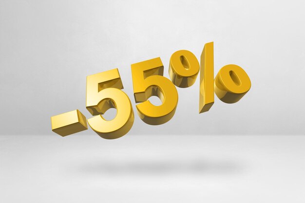 55 zniżki oferta rabatowa ilustracja 3D na białym tle Promocyjna stawka cenowa