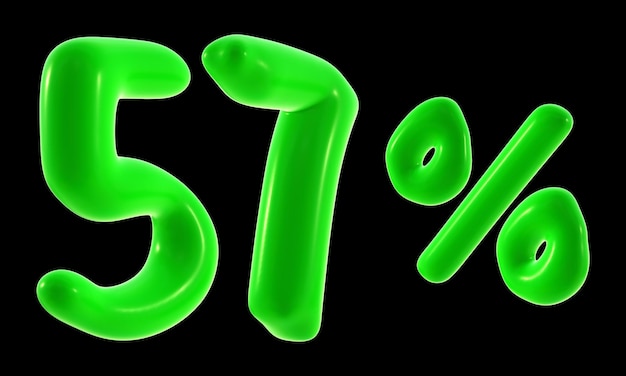57 procent z zielonym kolorem do sprzedaży promocji zniżki i koncepcji biznesowej