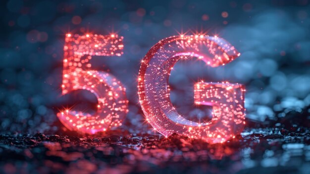 5G numer pięć oświetlony na czerwono