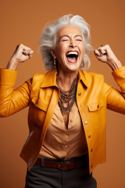 60-letnia kobieta emocjonalna dynamiczna pozycja