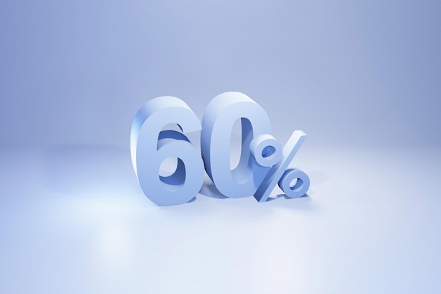 60 procent nowoczesnego jasnoniebieskiego renderowania 3d, oferta sprzedaży koncepcji 3d