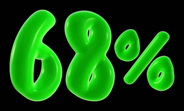 68 procent z zielonym kolorem do sprzedaży promocji zniżki i koncepcji biznesowej