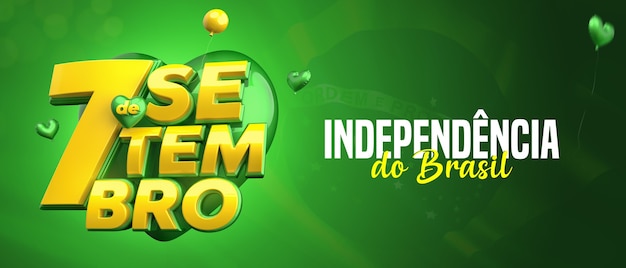 7 Września Independencia Do Brasil Pieczątka 3d Na Tle Z Tekstem Flagi Brazylijskiej Z Serce