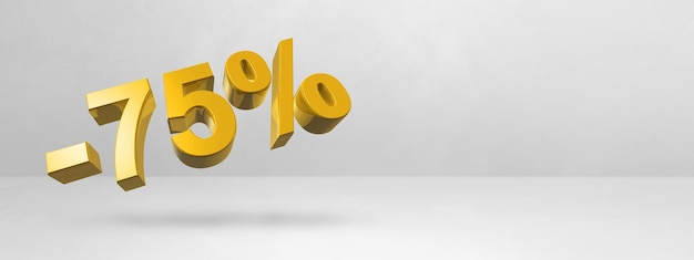 75 zniżki oferta rabatowa ilustracja 3D na białym poziomym banerze