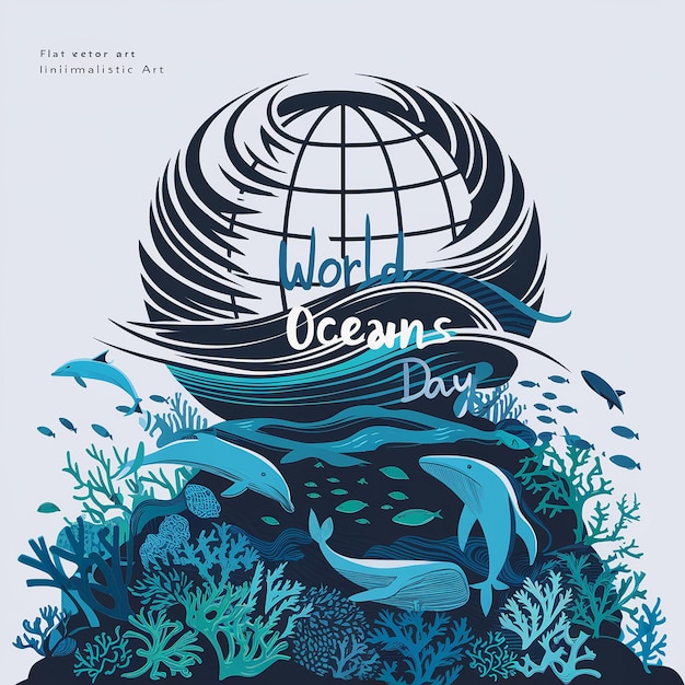 8 Czerwca światowy Dzień Oceanów Na Białym Tle
