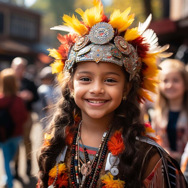 8 września 2022 Kathmandu Nepal Uśmiechnięty portret młodej nepalskiej dziewczyny imitującej Kumari