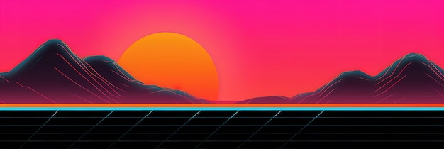 Zdjęcie 80s styl ilustracja tło nowy projekt retrowave pomarańczowy retro tło