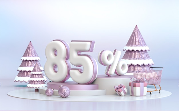 85 procent zimowej oferty specjalnej rabat tło dla mediów społecznościowych Plakat promocyjny renderowania 3d
