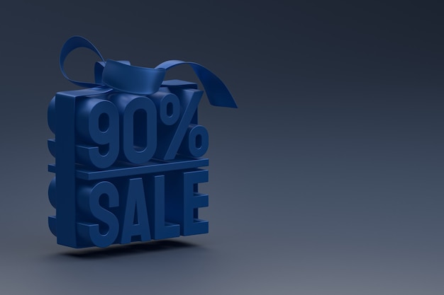 90% sprzedaży tag 3D w pudełku ze wstążką i kokardką na niebiesko
