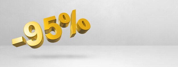 95 rabatów oferta 3D ilustracja na białym poziomym banerze