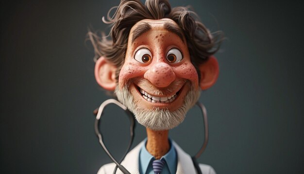 Zdjęcie a 3d stylized portrait of a smiling doctor