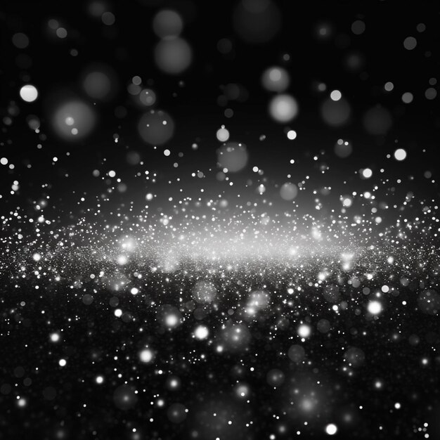 Zdjęcie a black and white photo of snow falling down from the sky generative ai