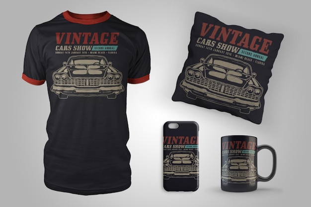Zdjęcie a black t shirt with a t shirt that says vintage cars