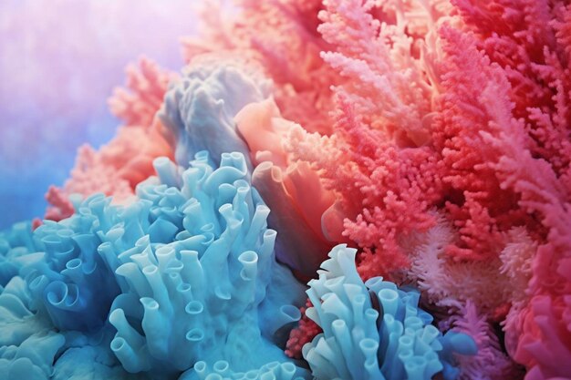 Zdjęcie a close up of a pink and blue coral