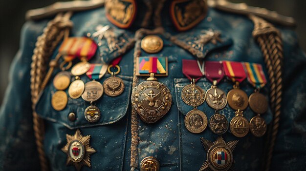 Zdjęcie a closeup shot of veterans uniform jacket background