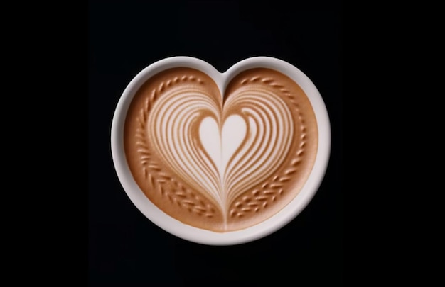 Zdjęcie a cup of coffee with a heart drawn on it