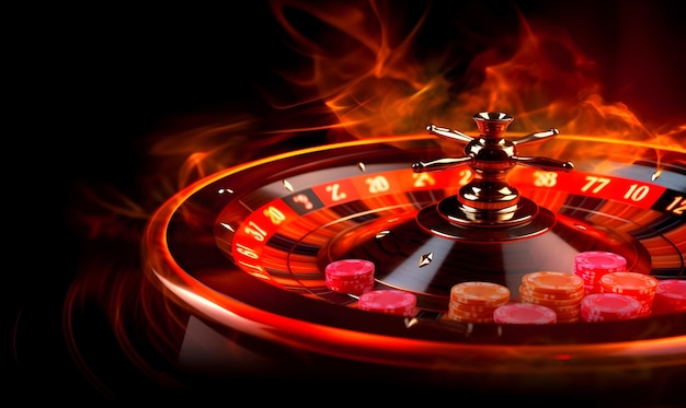 a_fiery_image_of_a_casino_roulete_czerwony i czarny ogień