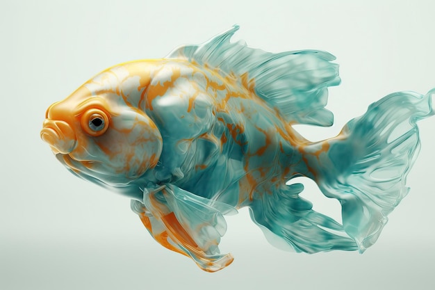 A goldfish sk?adaj?cy si? z abstrakcyjnych kolorów Obraz generowany przez technologię AI Obraz generowany przez technologię AI