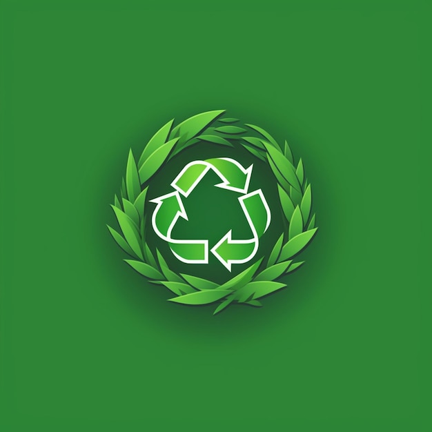 Zdjęcie a green recycling symbol with leaves in the middle generative ai