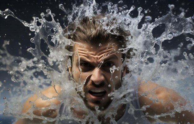 Zdjęcie a_man_is_swimming_as_he_makes_the_splash