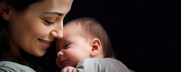 A Mothers Love Closeup dziecka trzymanego i całowanego przez matkę