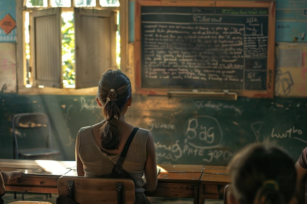Zdjęcie a. nastolatek uczęszczający na lekcję w małej klasie na wsi