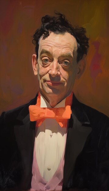 Zdjęcie a painting of a man wearing a tuxedo with a red bow tie